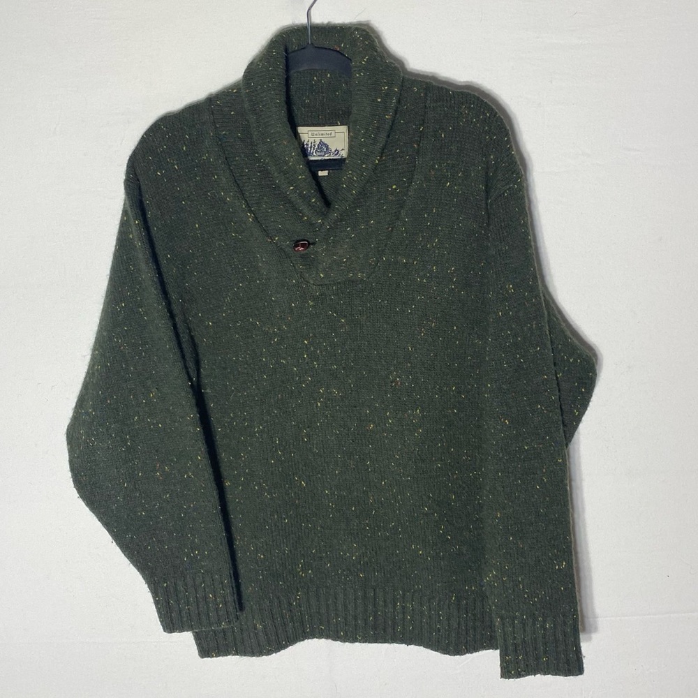 Vintage Unlimited Quest Clothing Green Shawl Collar Pullover Sweater S Dadcore